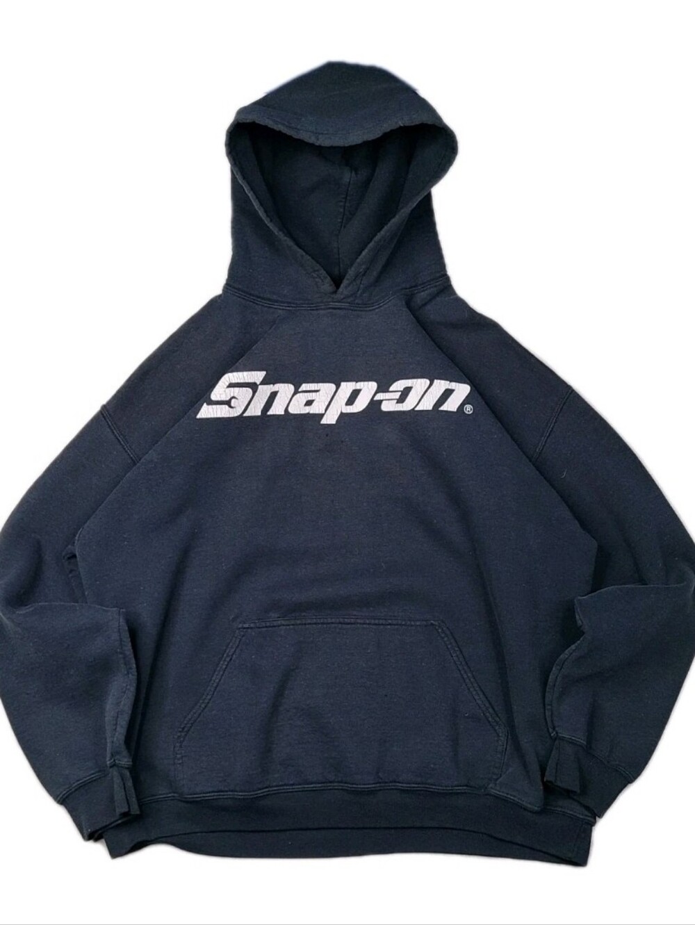Vintage Snap On Tools Distressed Hoodie Gildan Heavy Black Fade Mens XL